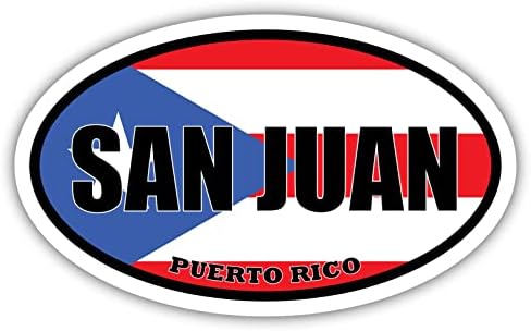 Знаме на Сан Хуан, Пуерто Рико Овални Стикер Vinyl Стикер На Бронята 3x5 инча