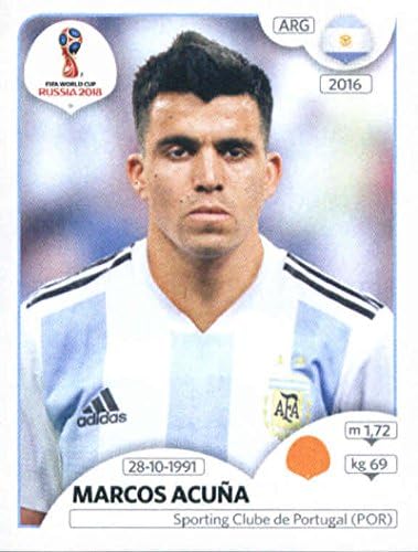 Етикети световното Първенство Панини 2018 Русия #284 Маркос Acuna Аржентина Футболна стикер