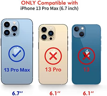 nuoku Разработена за iPhone 13 Pro Max Калъф-портфейл, Магнитен Подвижна чанта за носене през рамо за iPhone 13 Pro Max с държач за карти за жени, 2 каишка, 6,7 инча (черен)