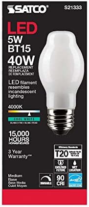 Satco S21333/06 5-Ваттные led лампи E26, 4000 До, живот 15000 часа, С регулируема яркост, 6 бр.