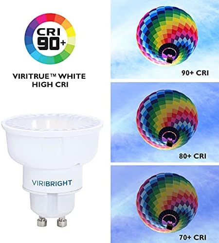 Замяна led лампа Viribright с регулируема яркост, 50-Ватов Еквивалент на GU10 Base MR16, Халогенни, Топъл бял цвят 2700K