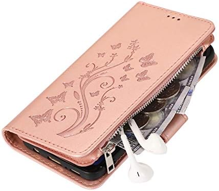 Чанта-портфейл UEEBAI за Samsung Galaxy S9 Plus от изкуствена кожа Премиум-клас с магнитна закопчалка и Цветя модел, Чанта с джоб с цип, Поставка, Отделения за карти, Противоудар?