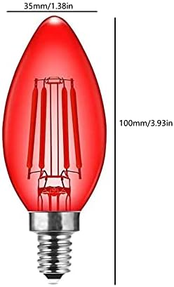 Lxcom Lighting Led Червена Крушка на Едисон 4 W C35 Лампа с нажежаема жичка E12 Канделябр База Декоративна Червена Крушка за Сватбеното