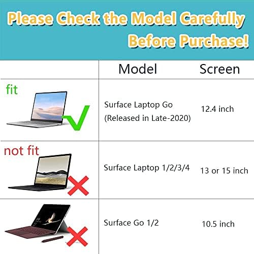 Калъф Shellman за 12,4-инчов лаптоп Microsoft Surface Go (не е подходящ за други серии Surface), тънък твърд калъф от изкуствена кожа, S033-черен