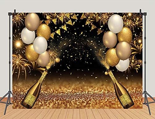 Черни и Златни балони Фон за Снимки Златното Шампанско Боке Фотофоны за Бала, за да проверите за Празнични Партита Ден на Баща си Рожден Ден Украси Студиото Подпори