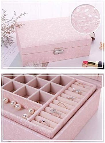 Ковчег за украса на Iko WYEMG - с Ръчно Заключване, Кутия За Съхранение на Бижута, Обеци, Кутия за съхранение на Бижута с Голям капацитет (Цвят: Червен)