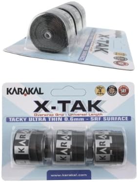 Накладки Karakal X-ТАК Overgrips - Комплект от 3 теми - Черни - Тенис на маса - Скуош - Бадминтон
