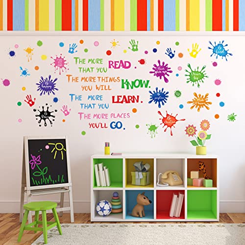 9 Листа Цветни Вдъхновяващи Цитати Стикери За стена Пръски Боя на Отпечатък от Ръката на Стикери за Стена Мотивационен Декор за Детска Стая за Момичета Детска Клас?