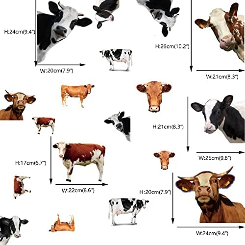 Runtoo Забавен Стикер За Стена с Изображение на Крава, Выглядывающие Стикери с Животни, алуминиева Дограма, Облицовка за Детска Спалня,