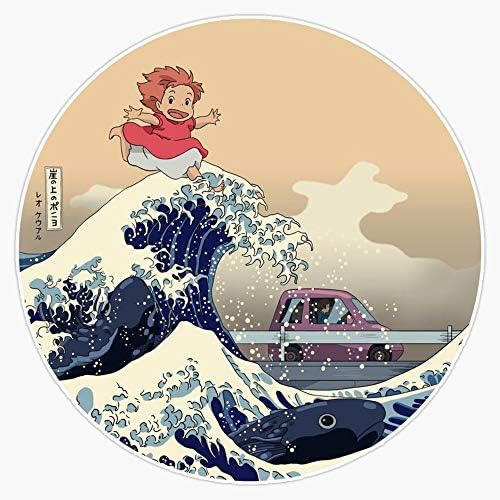 Универсален Поньо На японска вълна - Стикер Хокусай Kaiju, Броня Стикер, Стикер 5 инча