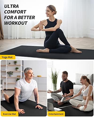 Килимче за йога CAMBIVO за жени и мъже, Удължен и богат подложка за упражнения (84 x 30x 1/4 инча), Голям Нескользящий килимче за йога, пилатес, фитнес, тренировки бос, Домашно