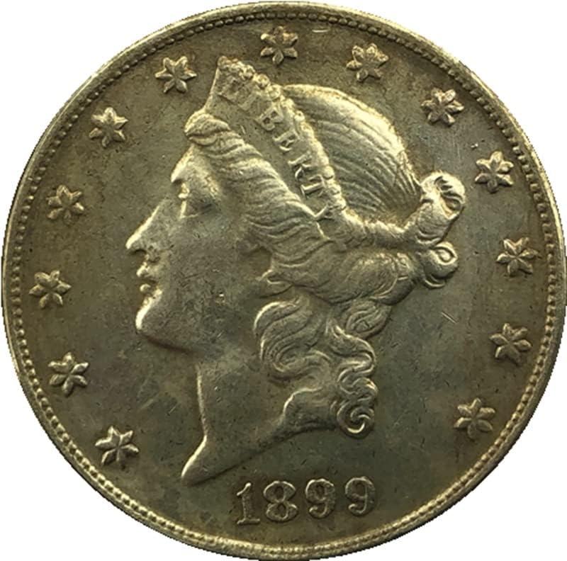 1899P Версия на Американската 20 Златни Монети Латунная Антични Ръчна Чуждестранна Възпоменателна Монета 34 мм