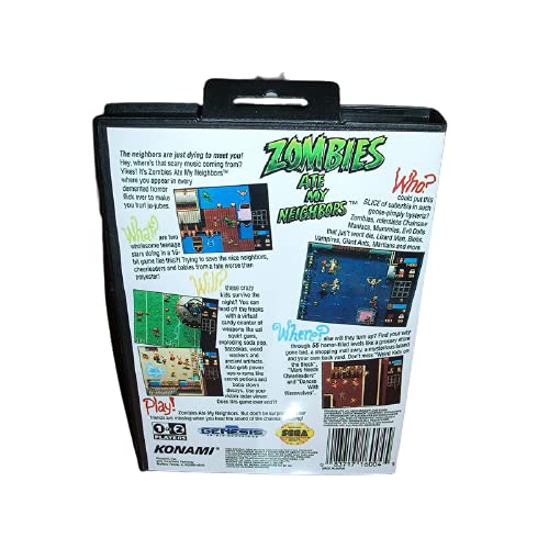 Aditi Zombies Ate My Neghbors САЩ Калъф с предавателна и ръководството За игралната конзола Sega Megadrive Genesis 16 бита MD Card (калъф