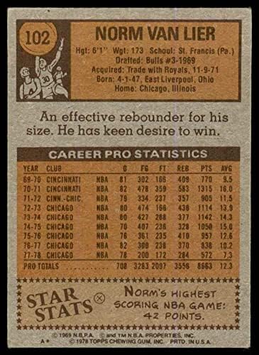 1978 Topps 102 Норми Ван Лири на Чикаго Булс (баскетболно карта) В. Г. Булс Университет Св. Франциск