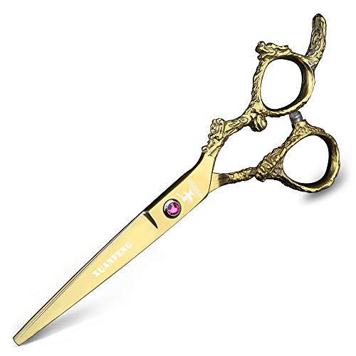 XUAN ФЪН 6-Инчов Професионални Фризьорски ножици Barber Silver Gold Dragon Handle Ножици за Коса Япония 440C Стоманени Филировочные Ножици