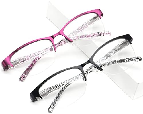 Missfive 2 опаковки Женски прогресивно многофокусных очила за четене, без линия, блокиране на синя светлина Кутия шарнирные четци, Леки