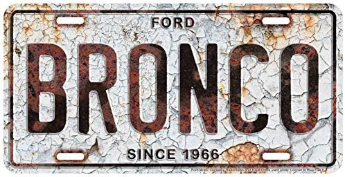 HangTime Метален Регистрационен номер на Ford Bronco 6 x 12 с Ръждясали фон