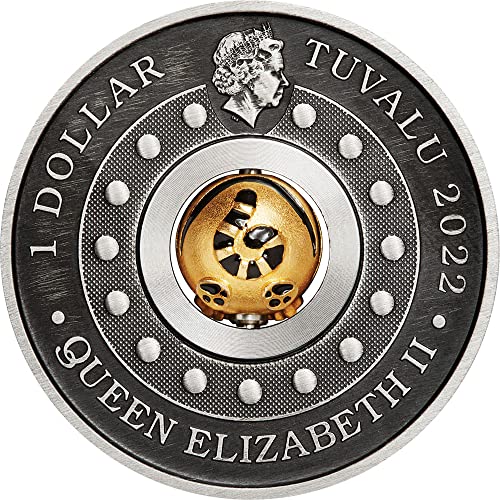 2022 Модерна Възпоменателна монета PowerCoin Година на Тигъра, Въртящи Чар, една Сребърна Монета с тегло 1 Унция, 1 долар Тувалу 2022,