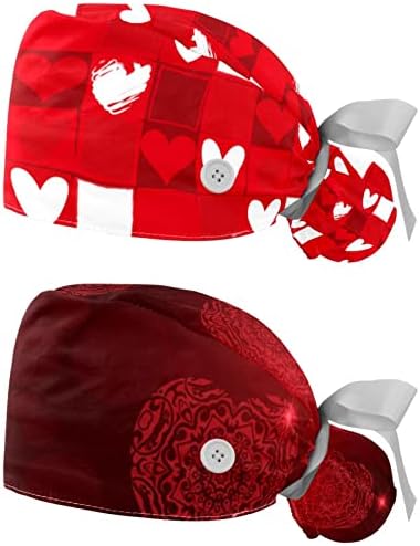 2 Опаковане на шапки за еднократна употреба-ексфолианти За медицински Сестри с Червено Сърце, Жена с Дълга Коса, Регулируема Капачка