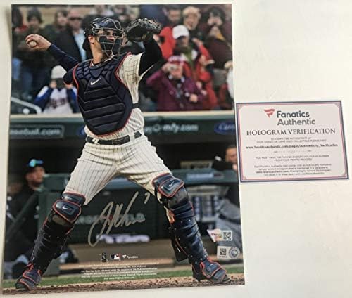 Джо Mauer Подписа Гланцирана снимка с Размер 8x10 с автограф Minnesota Twins - MLB & Fanatics Аутентифицированы