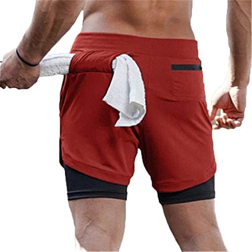 Andongnywell Мъжки Шорти за бягане 2 в 1 с джобове, Дишащи бързо съхнещи Къси Панталони За Активни Тренировки във фитнеса