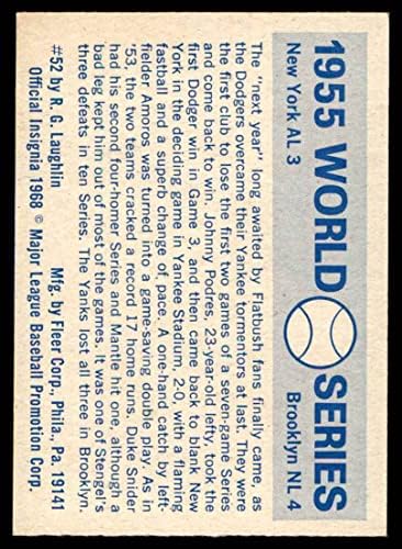 1970 Fleer World Series 52 1955 Доджърс срещу Янкис Джони Подрес Доджърс /Янкис (Бейзболна картичка) EX/MT Dodgers/Янкис