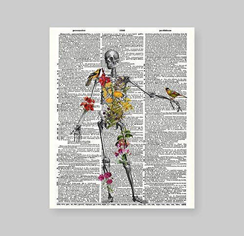 Stefan Arts 8X10 Човешки Скелет, Без рамка, Направена в реален размер, Тапи, Ретро речник, Художествена печат, Дългогодишна Портретно