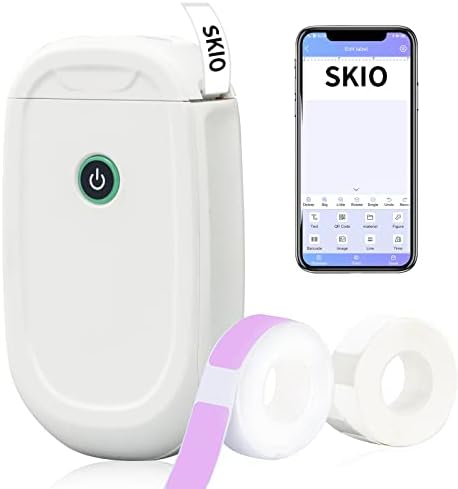 Машина за производство на етикети SKIO с лента (лилаво-бяла), Преносими и мини принтер за етикети L11 с Bluetooth за отпечатване на етикети,