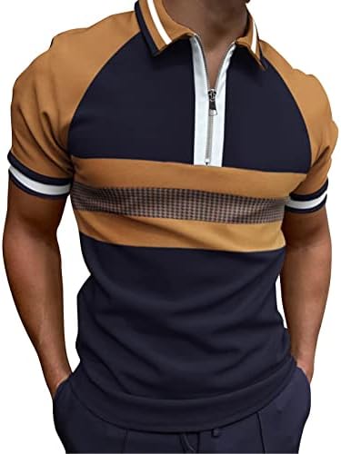 Мъжка Риза за Голф Копчета с Цветен Блок, с къси ръкави в стил Ретро, Градинска Риза С Къси Ръкави и Принтом, Дрехи
