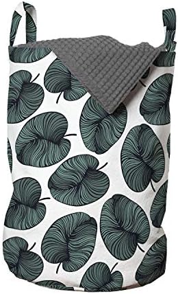 Чанта за дрехи Ambesonne Leaves, Модерна Листа Хавайски тропическите гори, Абстрактен Природен Дизайн, Кошница за дрехи с дръжки, Закрывающаяся