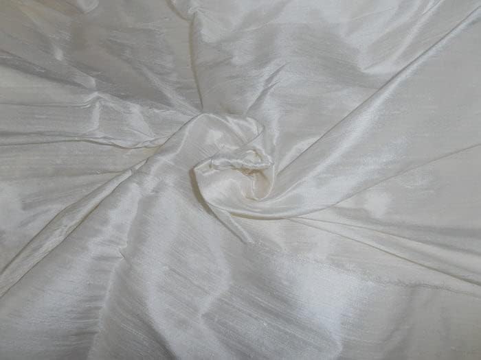 Тъкан от чиста коприна Dupion / сурова Коприна цвят Бял Ширина 108 инча, с възможност за боядисване