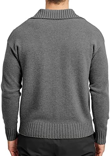 DuDubaby Мъжки Пуловер с имитация на шията на Копчета, Вязаный Пуловер с Витым яка-часова, Монофонични Модерен Пуловер