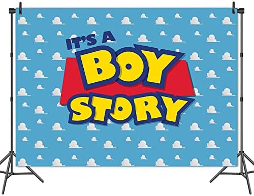 10x8ft Cartoony Момче, Това е История, на Фона на картина като Фон за парти по случай рожден Ден, Синьо Небе, Бели Облаци, Фонове, Детски