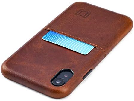 Чанта-портфейл Dockem за iPhone XR Virtuosa M1: Вградена метална плоча за магнитно закрепване с горния слой естествена кожа: серия M [Кафяв]
