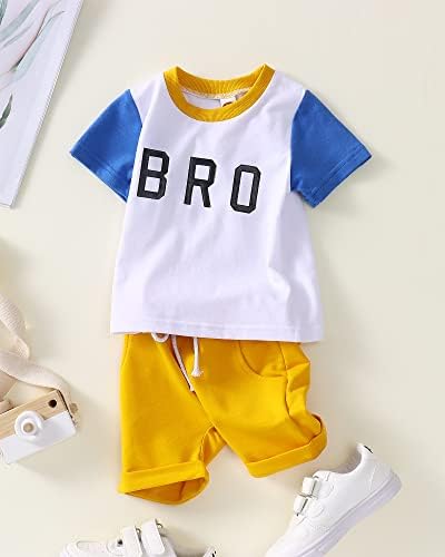 CM C & M WODRO/ Летни дрехи за малки момчета, Комплект от 2 теми, Тениска с къс ръкав и писмото принтом, Най-Обикновена къси Панталони, Комплект Дрехи