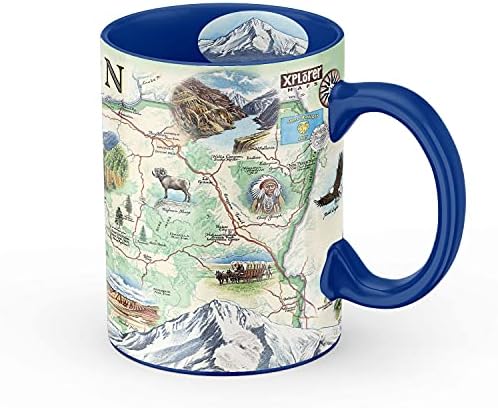 Карта Xplorer Карта на Орегон Керамична чаша (Големи от 16 унции) За кафе, чай, какао, горещ шоколад, Steins за заваряване и студени