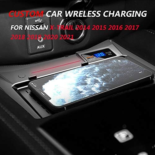 Безжично Зарядно за телефон, Стандартно Безжично Зарядно устройство Qi 15 W за Бързо Зареждане на Nissan X-Trail 2014-2021 Автоматично