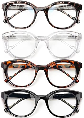 EYEURL 4 Опаковки Очила за четене, за Жени, Мъже, Реколта Очила За Четене, Анти-Синя Светлина, Блокиране на Компютърни Очила за Четене