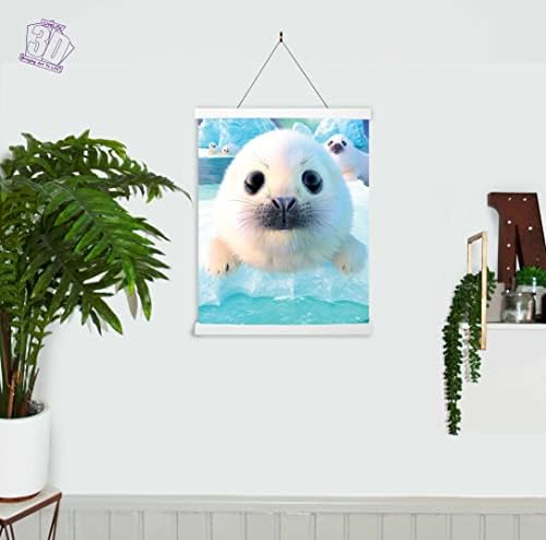 3D Лещовидна щампи на стената LiveLife - Кученца морски лъв от Deluxebase. 3D плакат с океана и без рамка. Идеалният декор на стените. Оригинално произведение на изкуството, лиц