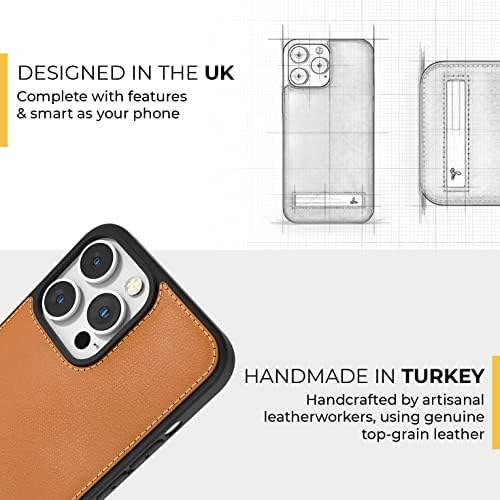 Кожен калъф Snakehive за Apple iPhone 14 Pro Метро || Калъф от естествена кожа, съвместим с безжична зареждане, с подложки за краката
