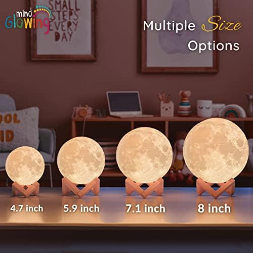 Сиянието от ума лунна лампа - 3D Лунен лека нощ за детски спални - 16 цветни led лунни балони за космически декор - Вълшебен Глобус-нощна светлина със стойка, сензорен / д?