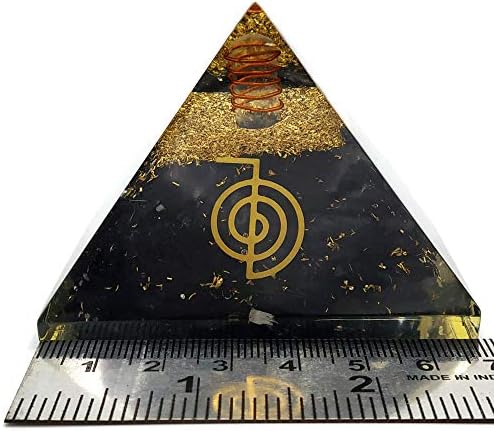 Пирамида на Оргона, Crystal шунгита - Пирамида от Оргонита Рейки с Натурални Лечебни Камъни от шунгита за Домашния Офис, Йога, Медитация