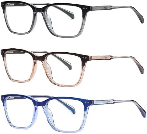bullabulling 3 ОПАКОВКИ Очила За четене С Блокиране на Синя Светлина, Кутия Шарнирные Четци за Жените И Мъжете, по-Леки Очила с Антирефлексно покритие