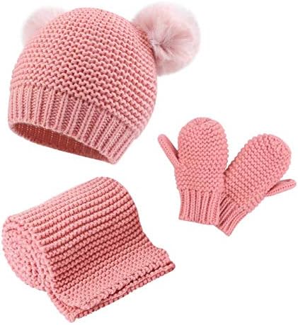 Duoyeree/Детска Зимна Шапка, Шал, Ръкавици, Комплект шапки за еднократна употреба за Момичета И Момчета, вязаная Шапчица с помпоном,