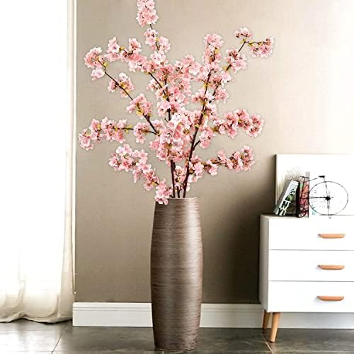Sunm Boutique 3 БР. Клони Череши, Розови Цветя, Сливи, Изкуствен Декор под формата на Череши, Стъбла на Дървета, Изкуствени Цветя Череши,