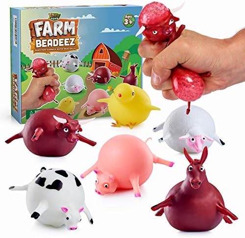 YoYa Toys Farm Beadeez Меки Топки за облекчаване на стреса (6 опаковки) - Сжимающие Играчки във формата на животни-непосед с водни бомбички За деца и възрастни - Сензорни играч?