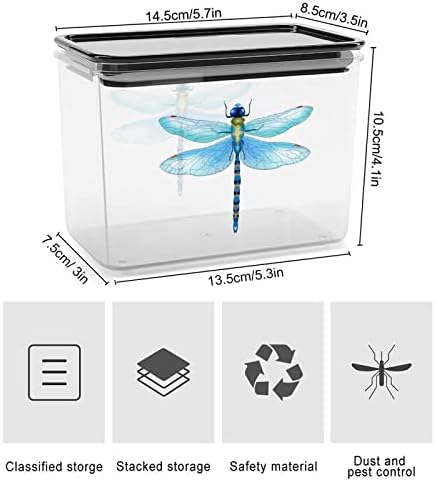 Кутии за Складиране на контейнери за съхранение на хранителни продукти Blue Dragonfly Пластмасови, Прозрачни С Уплътнителен Капак