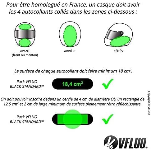 VFLUO - Комплект от 4 светлоотразителни шарени стикери за мотоциклетни шлем - Технология светлоотразителни стикери 3M - Висока видимост