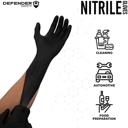 Защитни черни Нитриловые ръкавици Defender е промишлен клас, Без латекс и прах (кликнете, за да научите размерите, дебелината и броя)