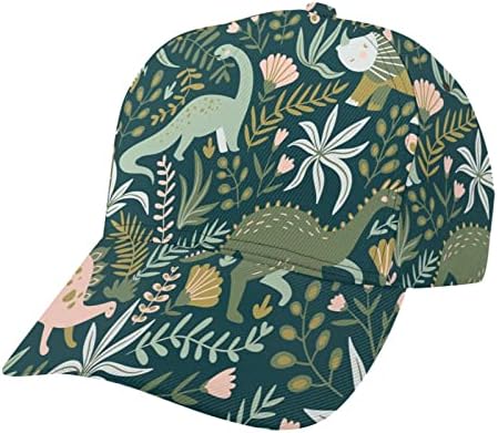 Wozukia Динозаврите Ежедневно Градинска Солнцезащитная бейзболна шапка с Тропически листа и цветове, Сладък Дизайн Динозавър, Забавни